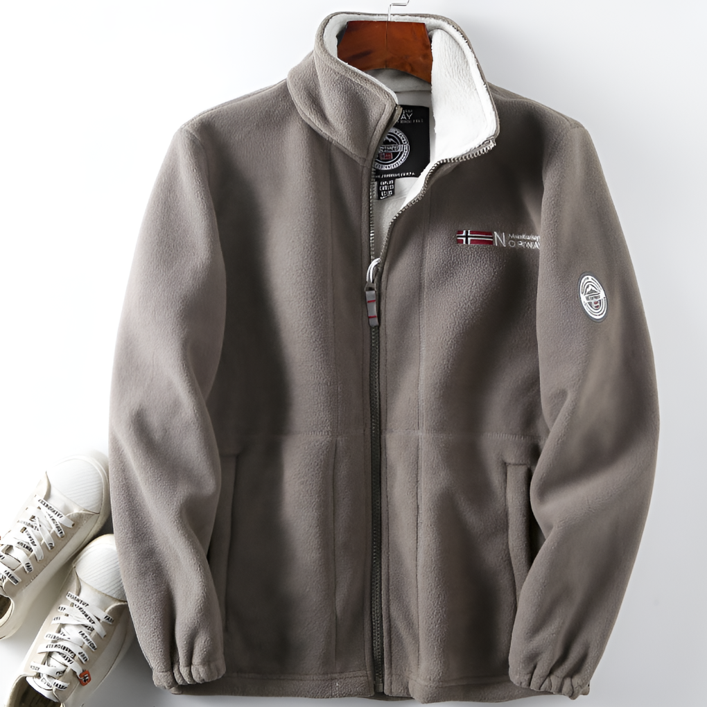 Men's Outdoor Fleece Jacket, Full Zip Stand Collar Fleece