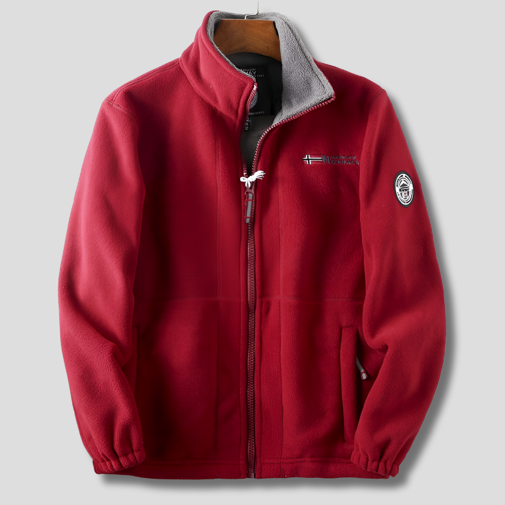Men's Outdoor Fleece Jacket, Full Zip Stand Collar Fleece