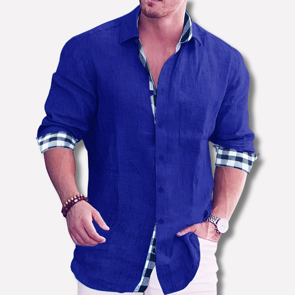 Men's Everyday Shirt, Woven Cotton Blend Button-Up with Chest Pockets
