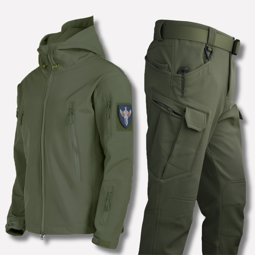 Men's Water & Wind-Resistant Outdoor Jacket and Pants Set with Fleece Lining