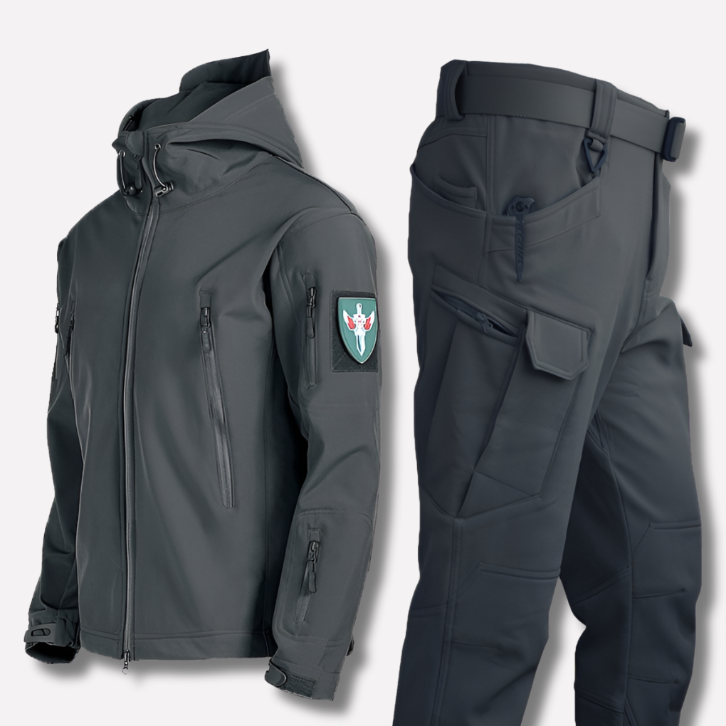Men's Water & Wind-Resistant Outdoor Jacket and Pants Set with Fleece Lining
