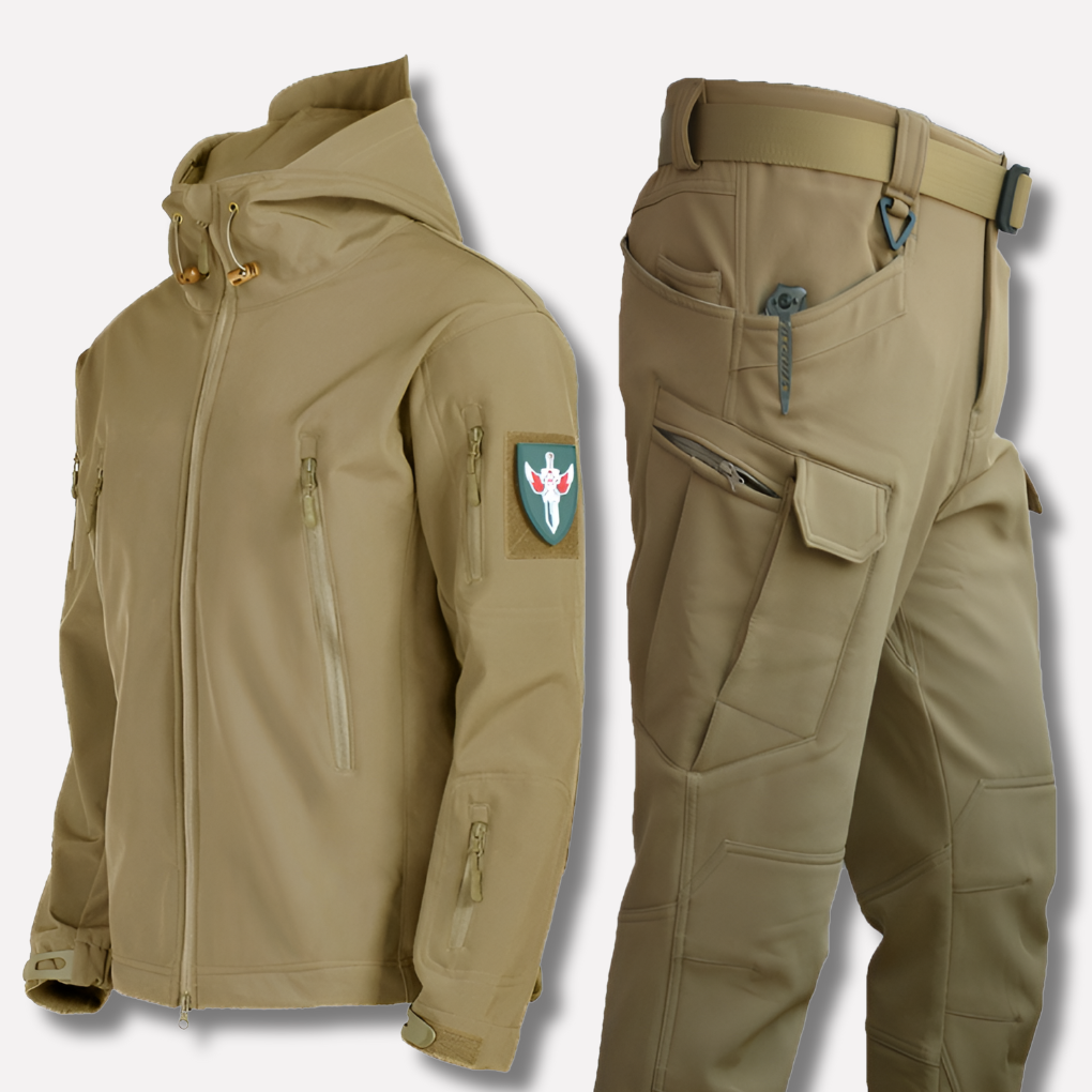 Men's Water & Wind-Resistant Outdoor Jacket and Pants Set with Fleece Lining