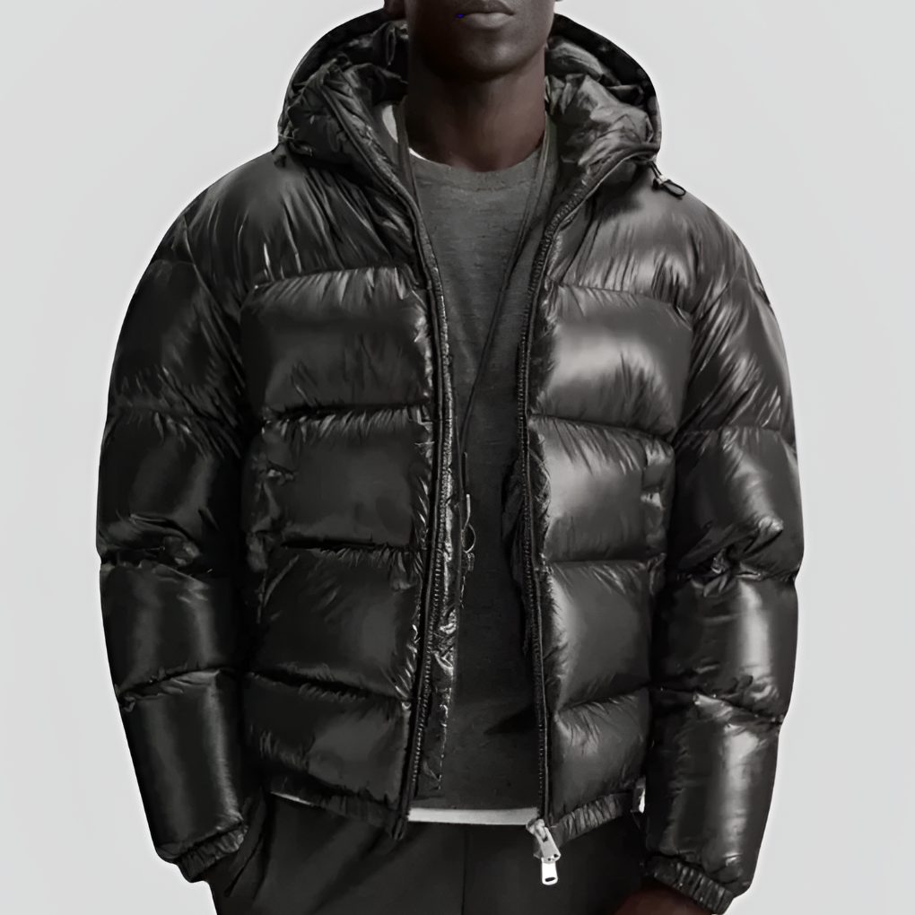 Men's Quilted Winter Jacket, Full-Zip Coat with Stand Collar