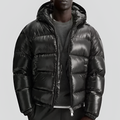 Men's Quilted Winter Jacket, Full-Zip Coat with Stand Collar