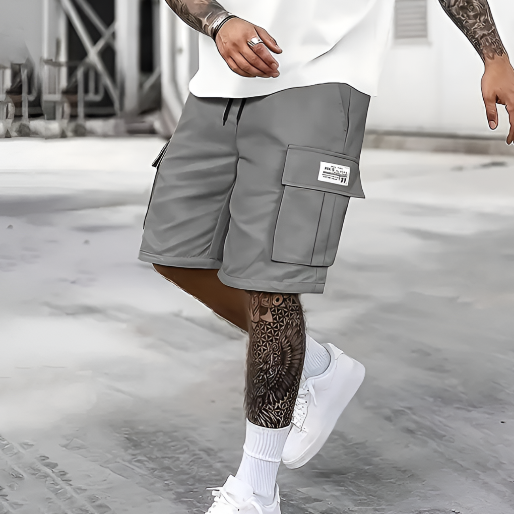 Men's Cargo Shorts - Casual Loose-Fit Shorts with Elastic Waist