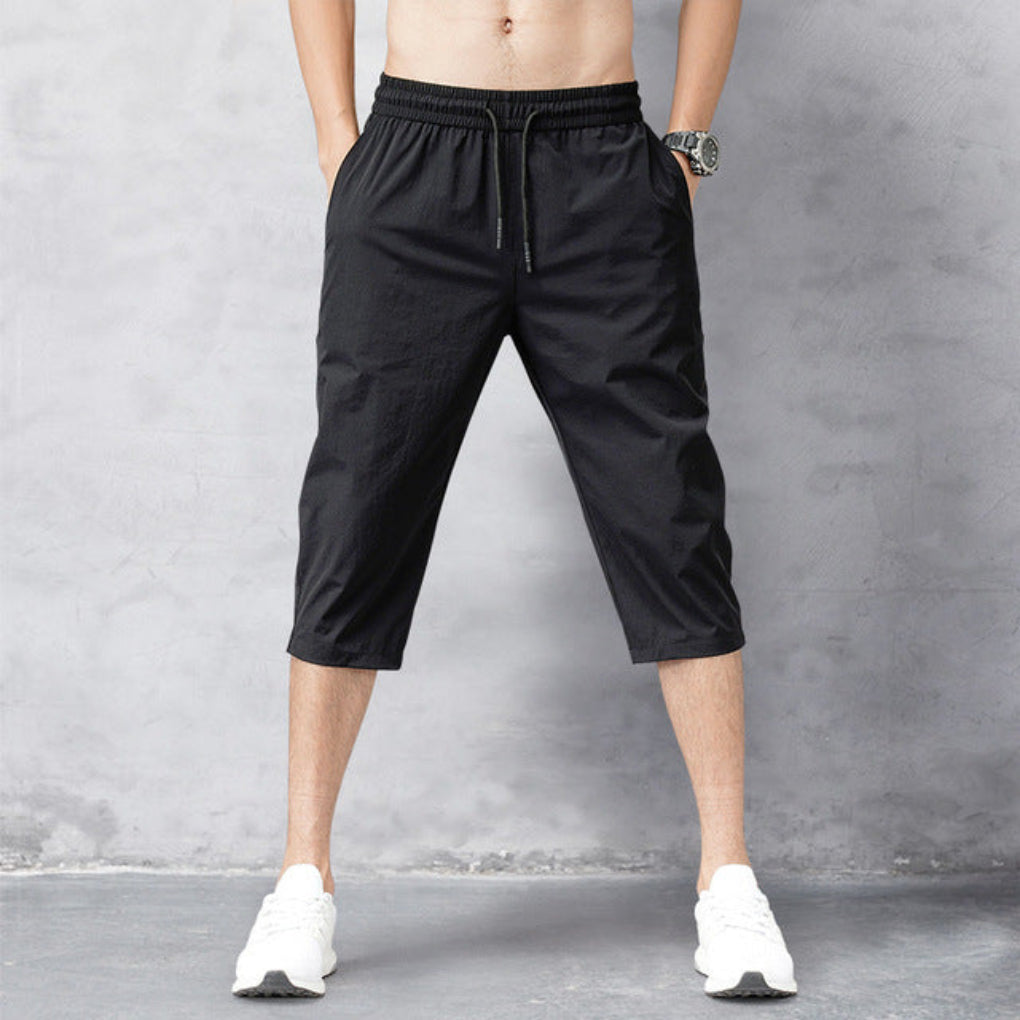Men's 3/4 Nylon Cropped Pants, Quick-Drying Lightweight Pants for Hiking and Cycling