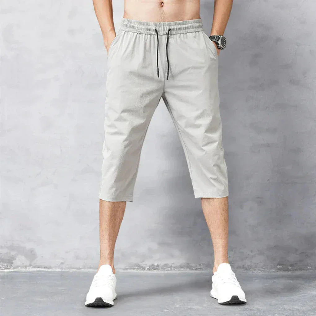 Men's 3/4 Nylon Cropped Pants, Quick-Drying Lightweight Pants for Hiking and Cycling