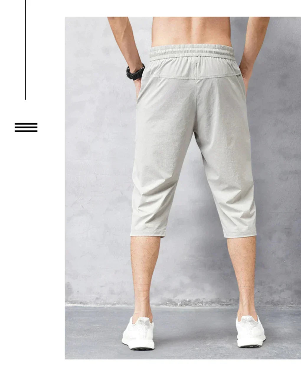 Men's 3/4 Nylon Cropped Pants, Quick-Drying Lightweight Pants for Hiking and Cycling