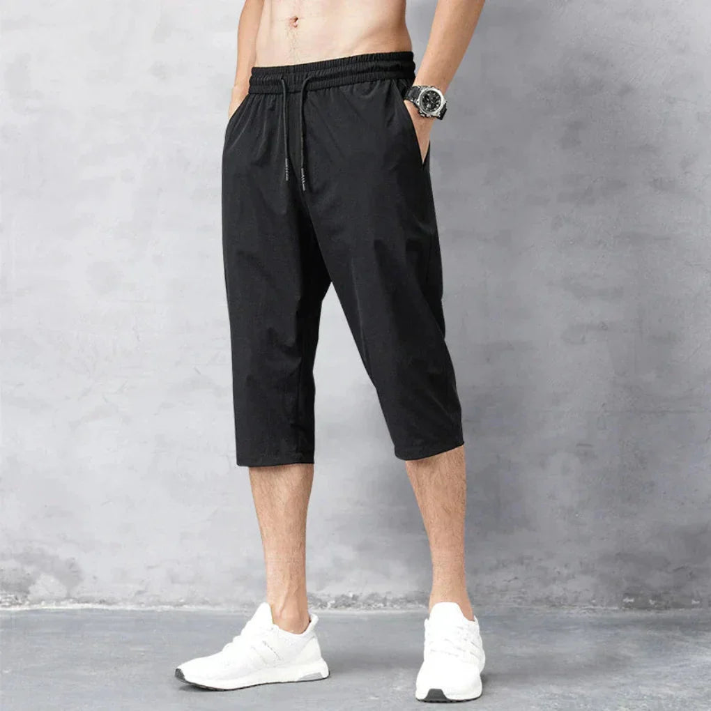 Men's 3/4 Nylon Cropped Pants, Quick-Drying Lightweight Pants for Hiking and Cycling