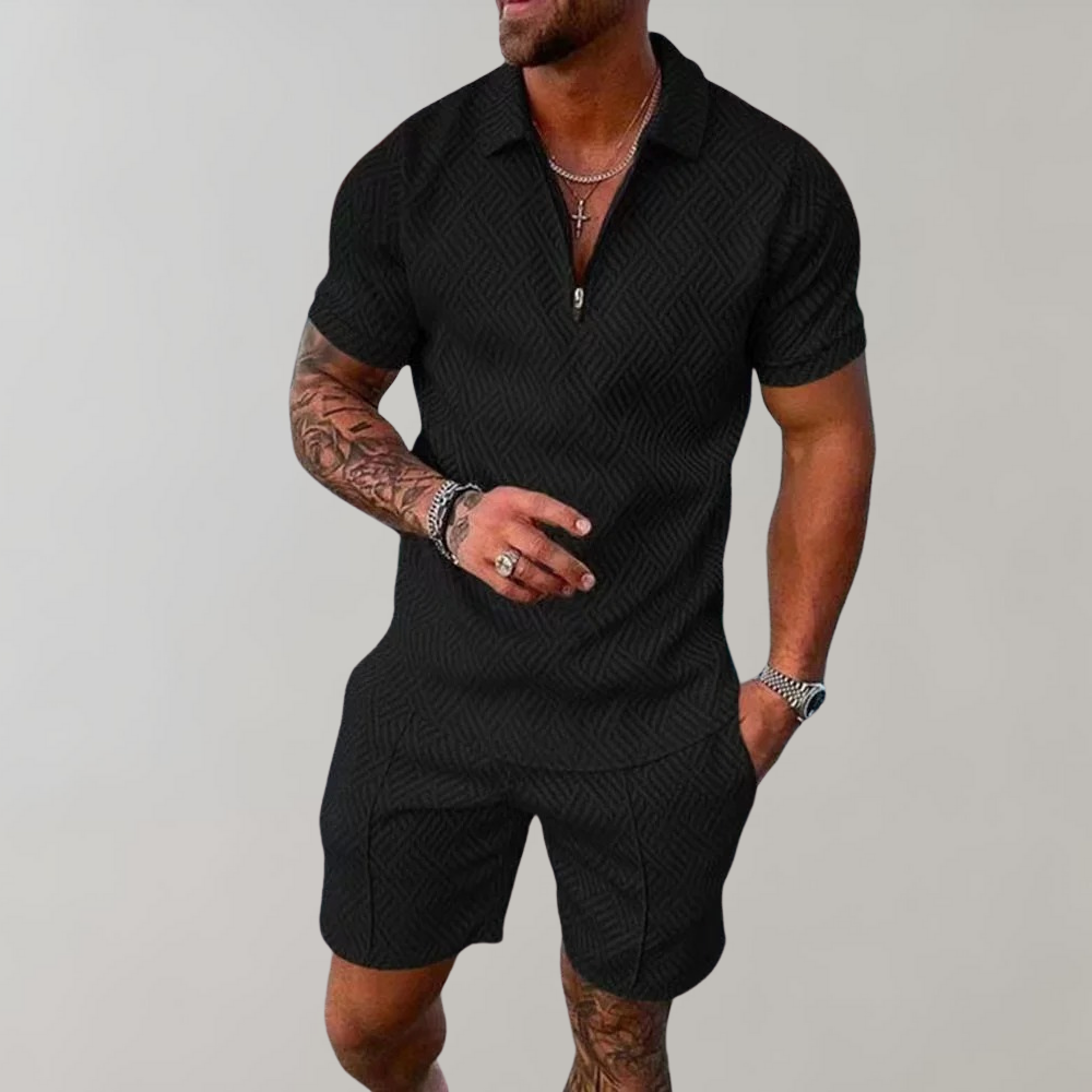 Men's Two-Piece Summer Set - Polo Shirt and Shorts Matching Outfit