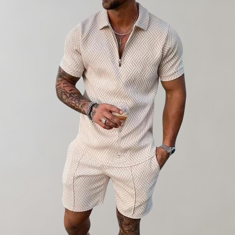 Men's Two-Piece Summer Set - Polo Shirt and Shorts Matching Outfit
