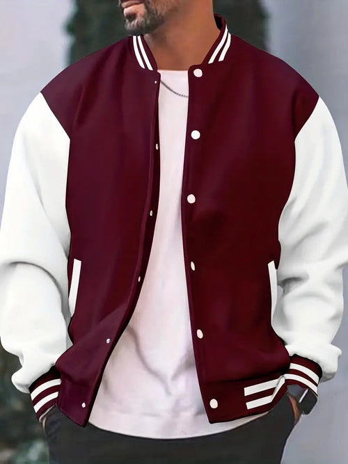 Men's Baseball Jacket | Lightweight Snap-Button Varsity Jacket