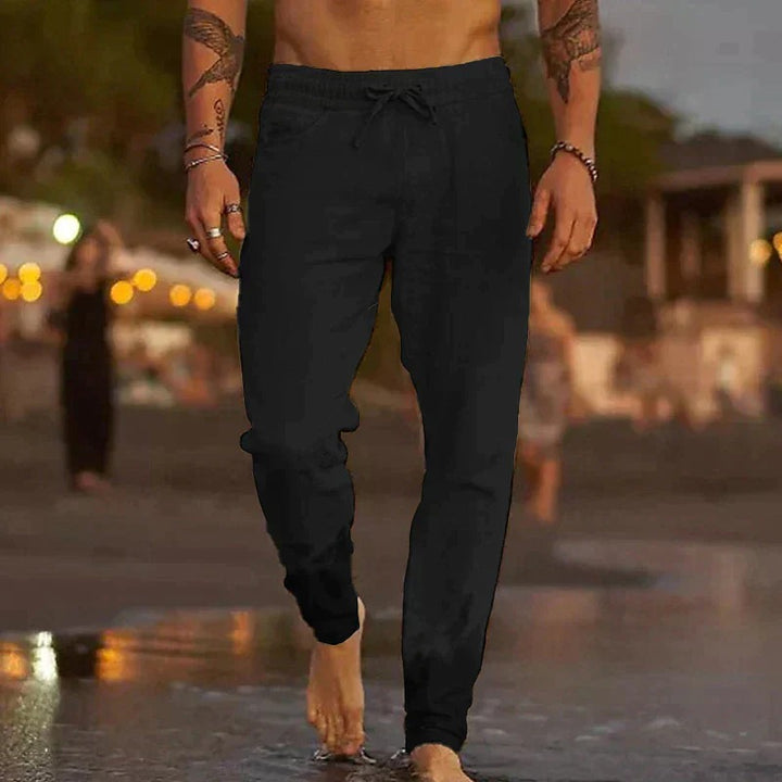 Men's Casual Linen Pants - Lightweight Relaxed Fit Trousers