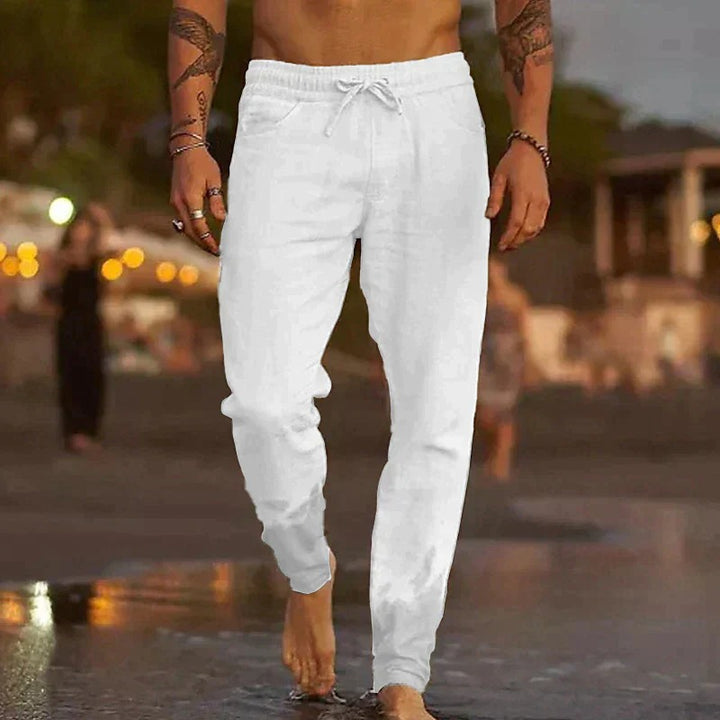 Men's Casual Linen Pants - Lightweight Relaxed Fit Trousers