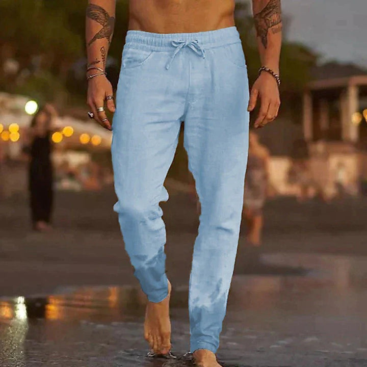 Men's Casual Linen Pants - Lightweight Relaxed Fit Trousers