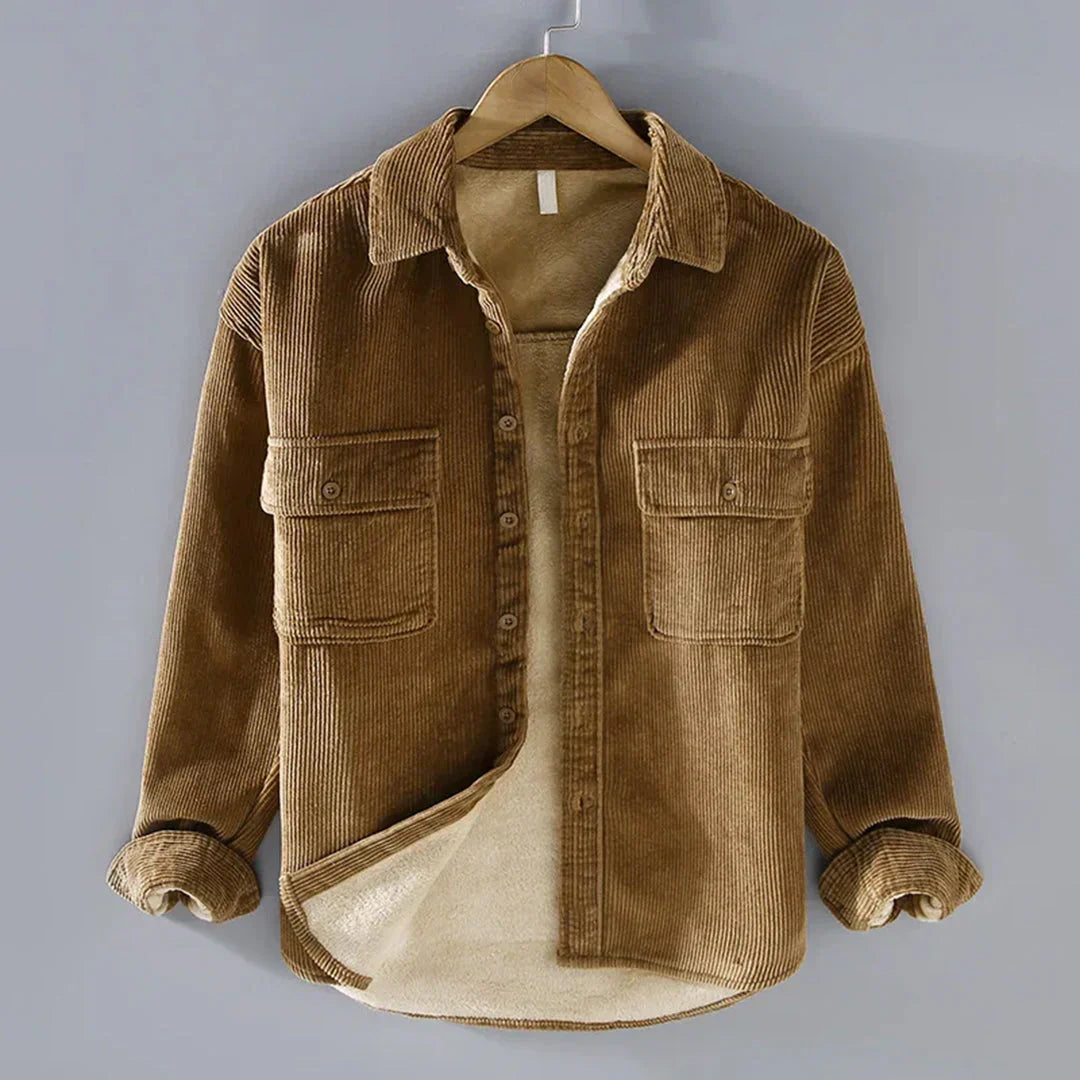 Men's Corduroy Shirt - Warm Vintage Button-Up Casual Shirt