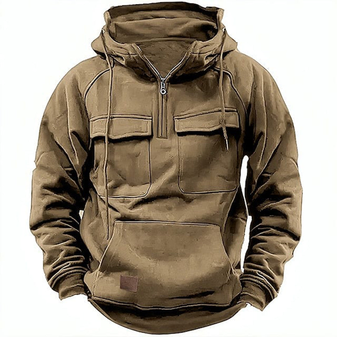Men's Retro Motorcycle Hoodie | Zip-Up Fleece Jacket with Pockets