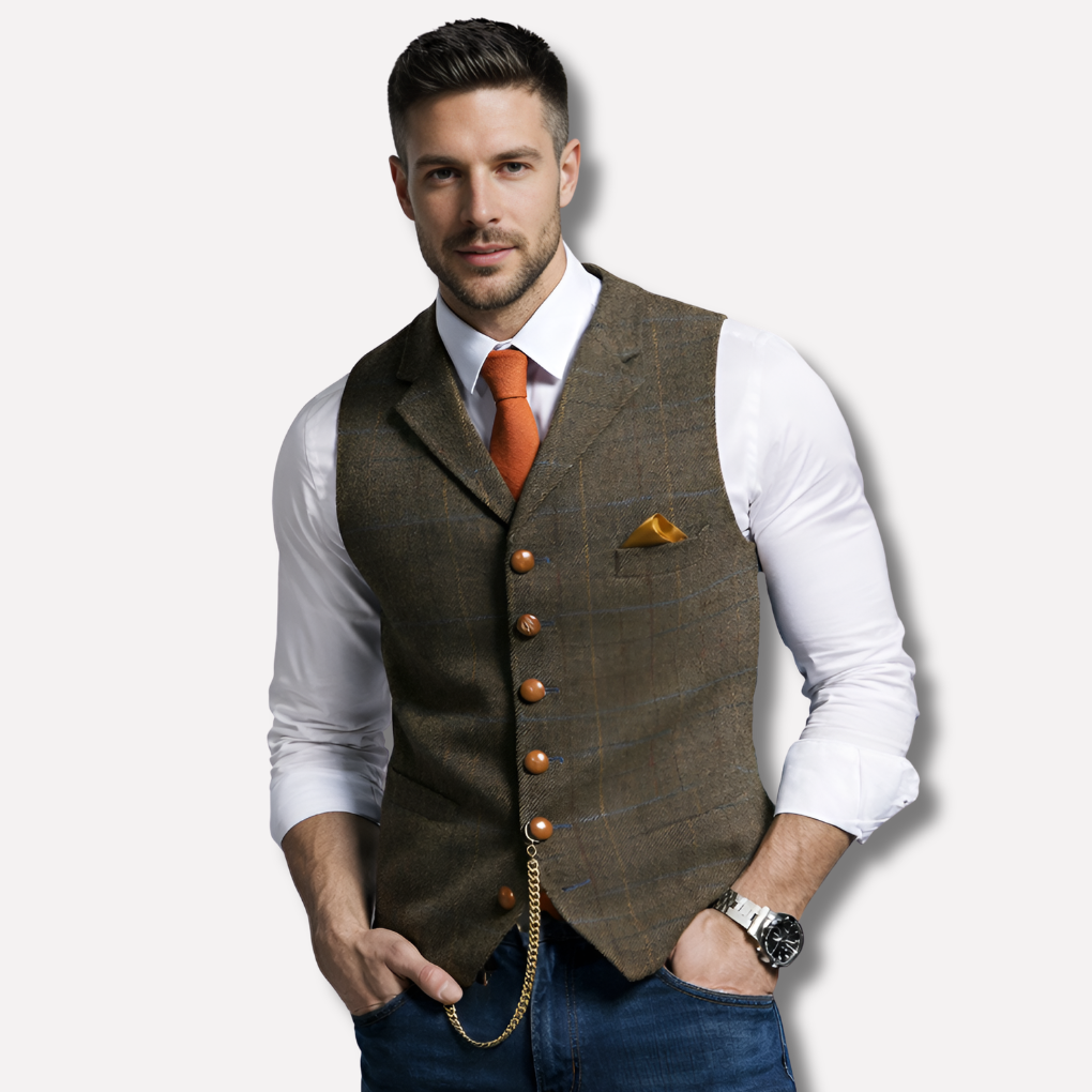 Men's Formal Vest - Double-Breasted Waistcoat with V-Neck