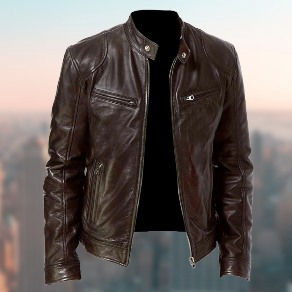 Men's Faux Leather Jacket - Classic Regular Fit for Casual & Evening Wear