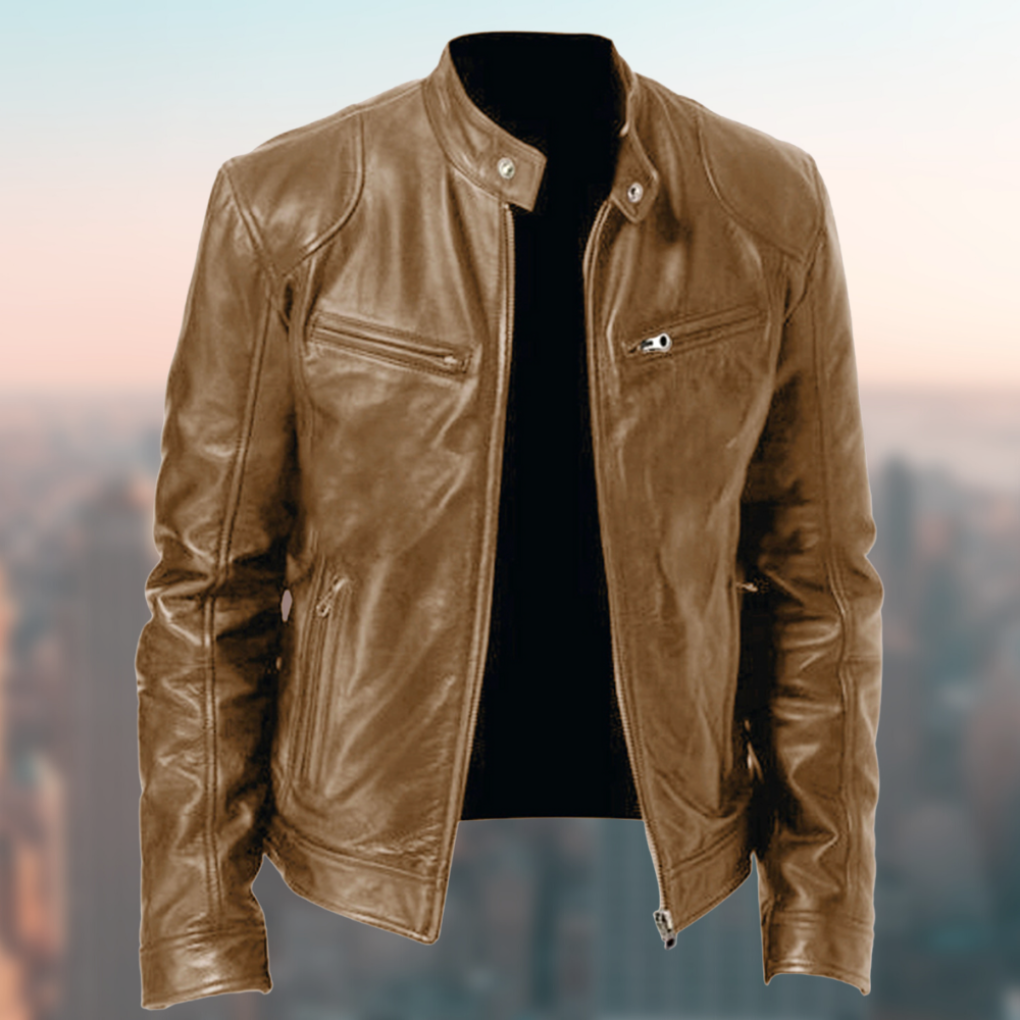 Men's Faux Leather Jacket - Classic Regular Fit for Casual & Evening Wear
