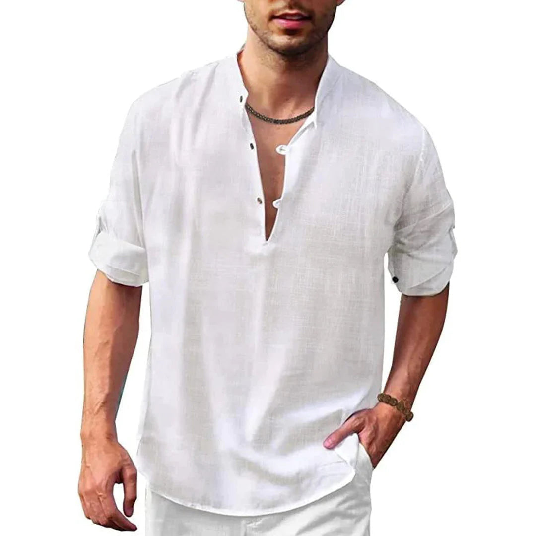 Men's Linen Cotton Blend Shirt, Breathable Regular Fit for Warm Weather