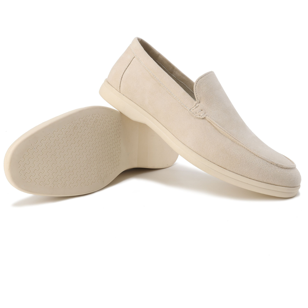 Men's Casual Slip-On Loafers with Contrast Sole, Durable Everyday Shoes