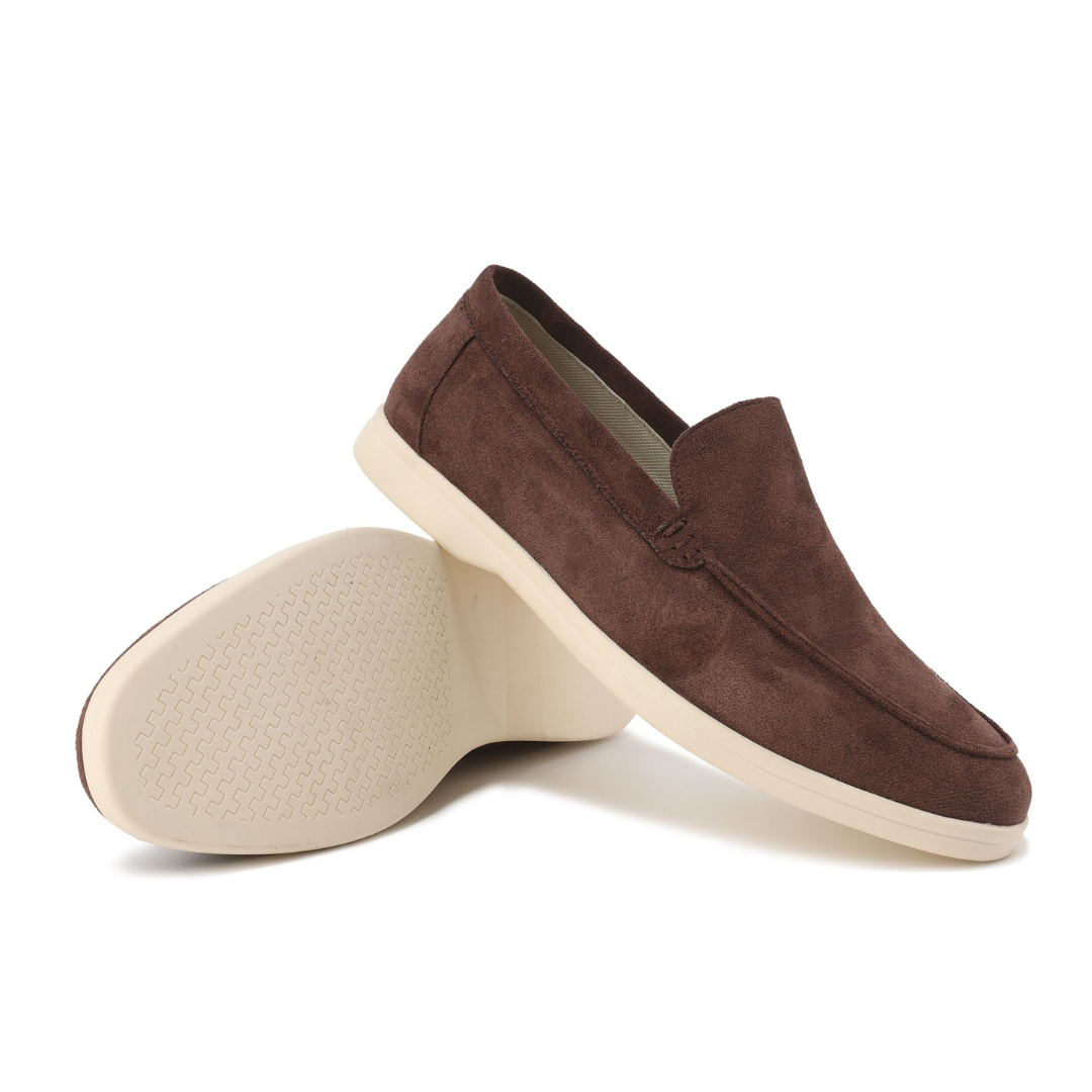 Men's Casual Slip-On Loafers with Contrast Sole, Durable Everyday Shoes