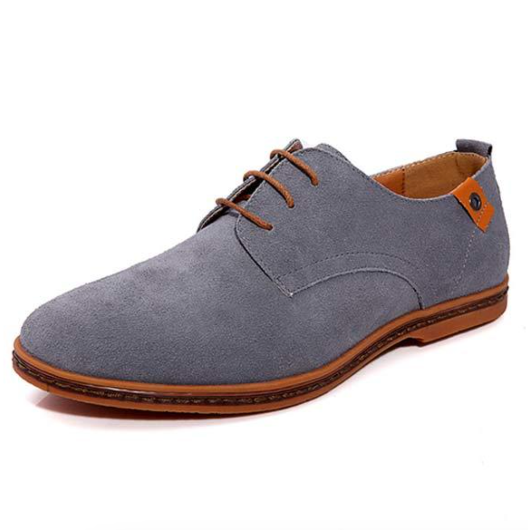Men's Vegan Suede Derby Shoes - Lace-Up Casual Dress Shoes