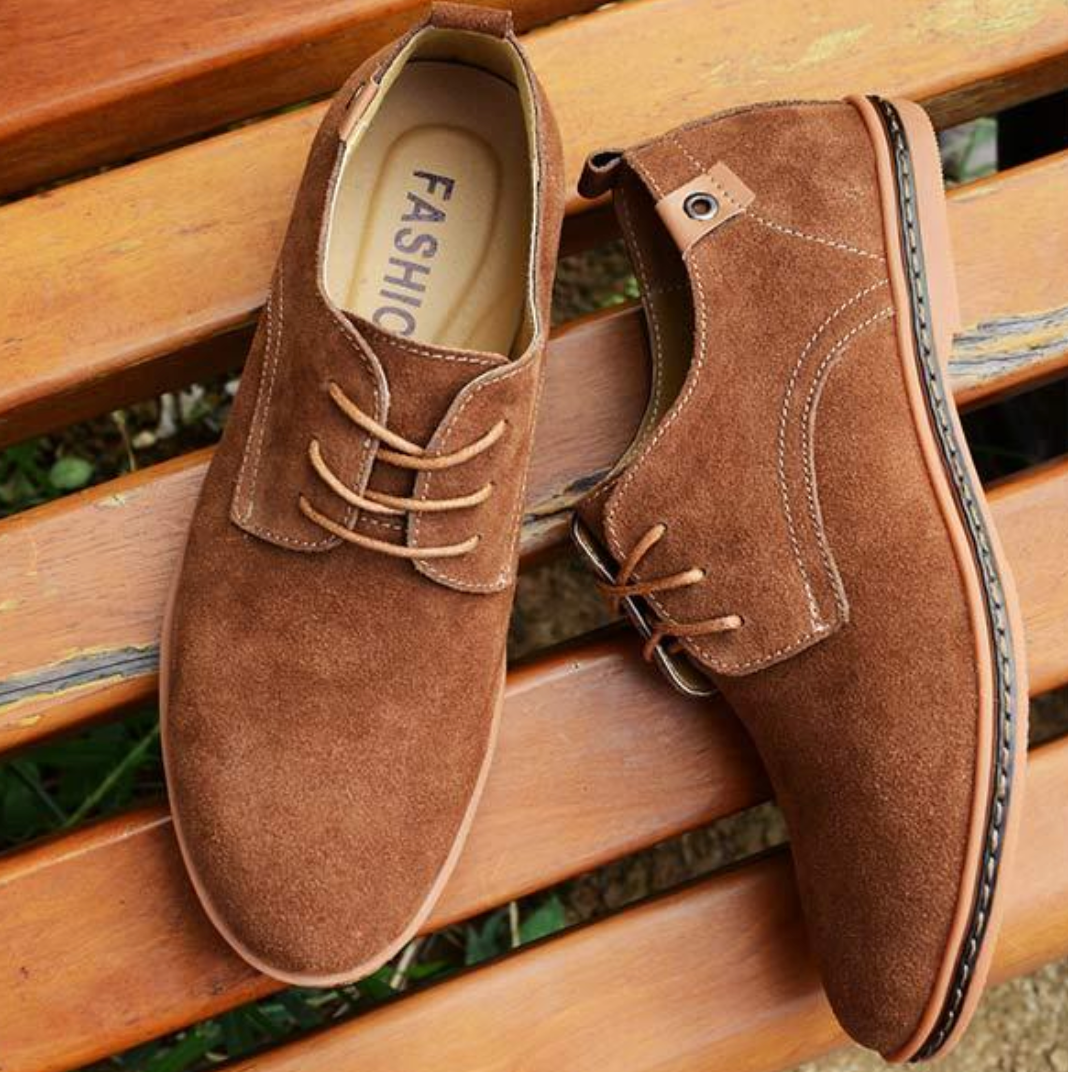 Men's Vegan Suede Derby Shoes - Lace-Up Casual Dress Shoes