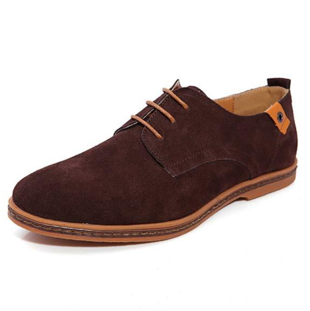 Men's Vegan Suede Derby Shoes - Lace-Up Casual Dress Shoes