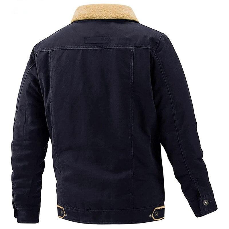Hudson Pilot Jacket for Men - Cotton Canvas Jacket with Sherpa Lining