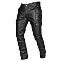 Men's Vegan Leather Trousers | Faux Leather Pants with Multiple Pockets