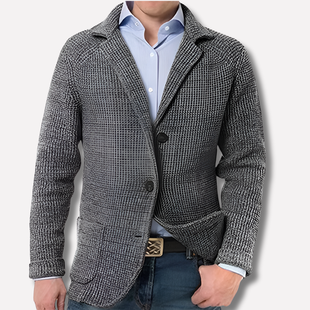 Men's Knitted Cardigan - Button-Front Long Sleeve Layering Sweater