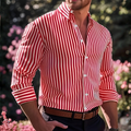 Men's Striped Button-Down Shirt - Long Sleeve, Lightweight Fabric