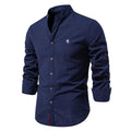 Men's Formal Button-Up Shirt with Stand Collar, Dress Shirt for Men