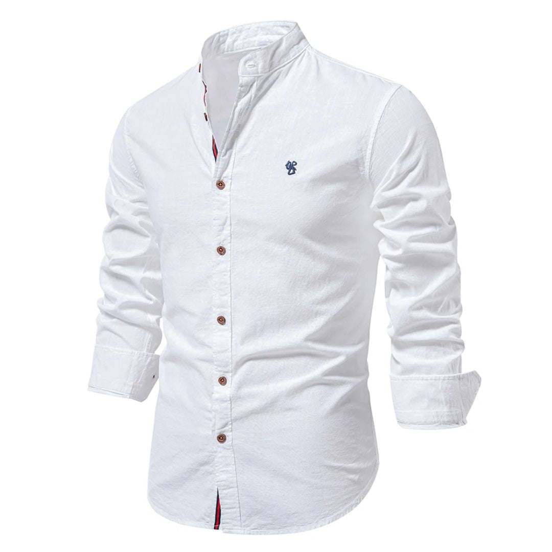 Men's Formal Button-Up Shirt with Stand Collar, Dress Shirt for Men