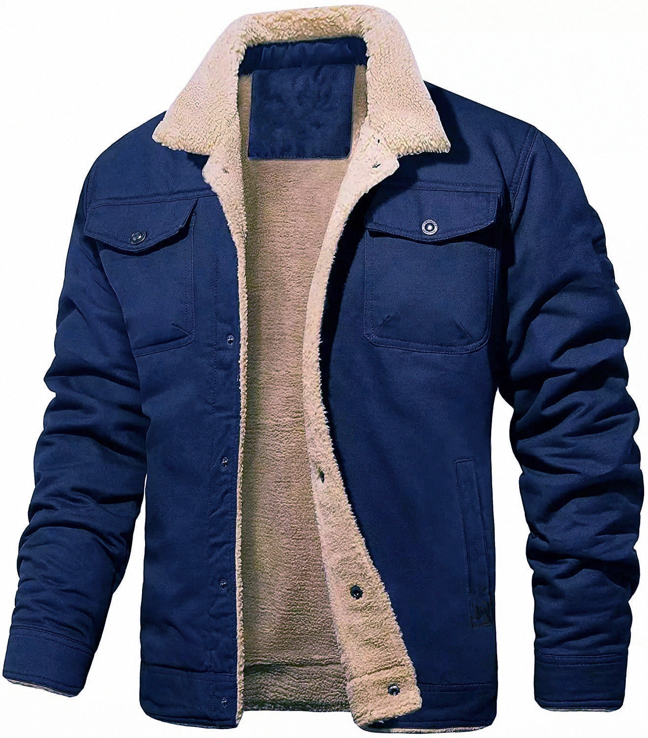 Hudson Pilot Jacket for Men - Cotton Canvas Jacket with Sherpa Lining