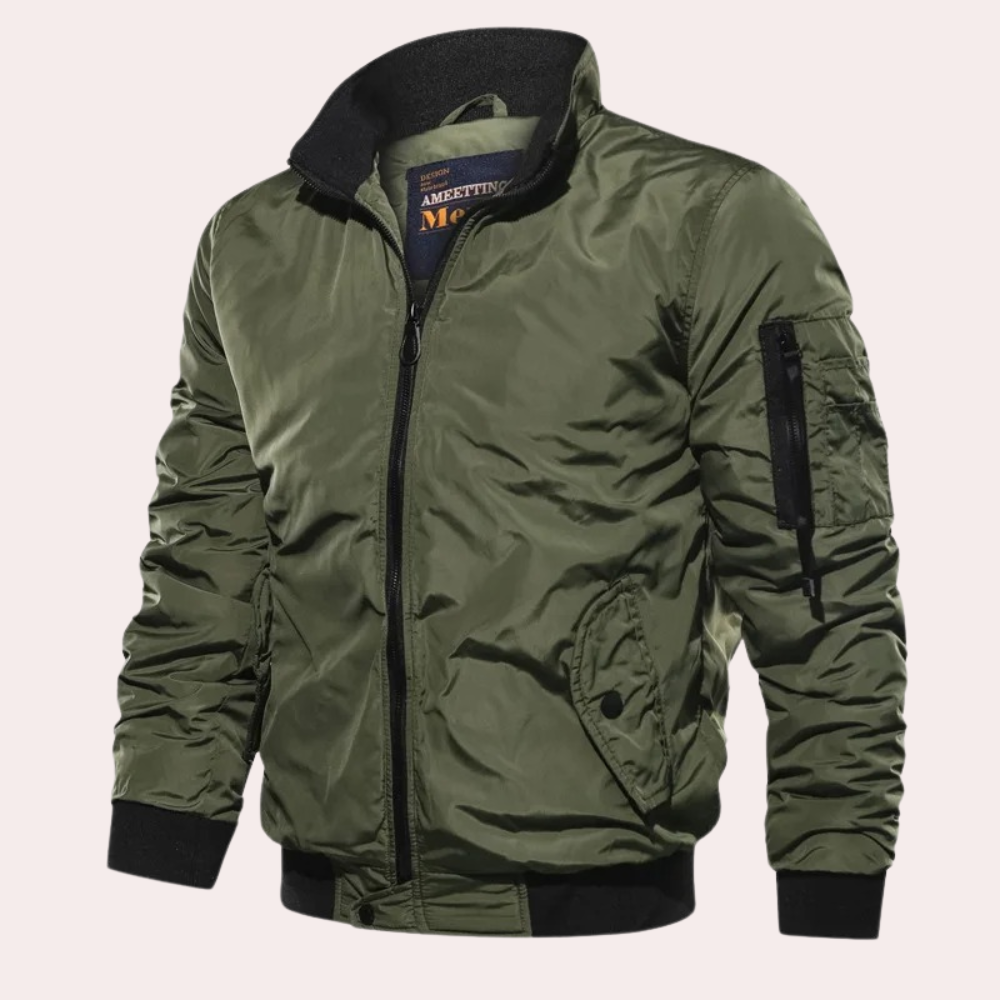 Men's Wind-Resistant Bomber Jacket - Lightweight Zip-Up Outerwear