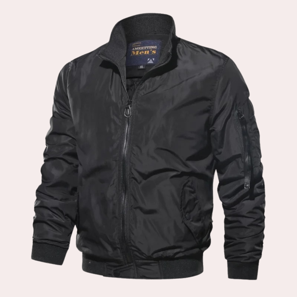 Men's Wind-Resistant Bomber Jacket - Lightweight Zip-Up Outerwear