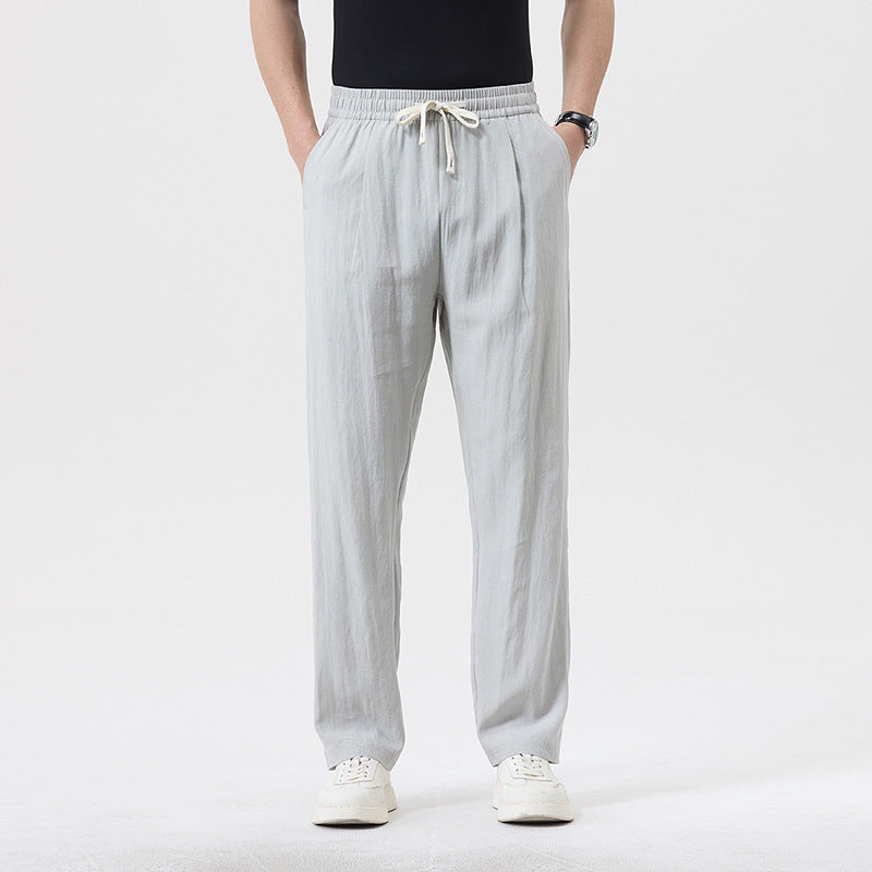 Men's Relaxed Summer Pants with Drawstring Waist, Lightweight Casual Trousers