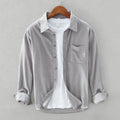 Men's Corduroy Shirt with Chest Pocket, Button-Up Casual Shirt