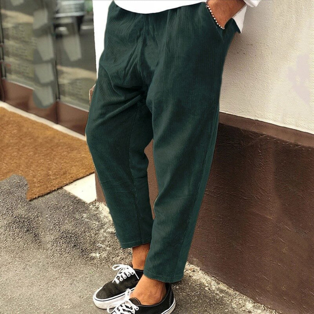 Men's Corduroy Relaxed Fit Pants, Soft Corduroy Pants with Elastic Waistband