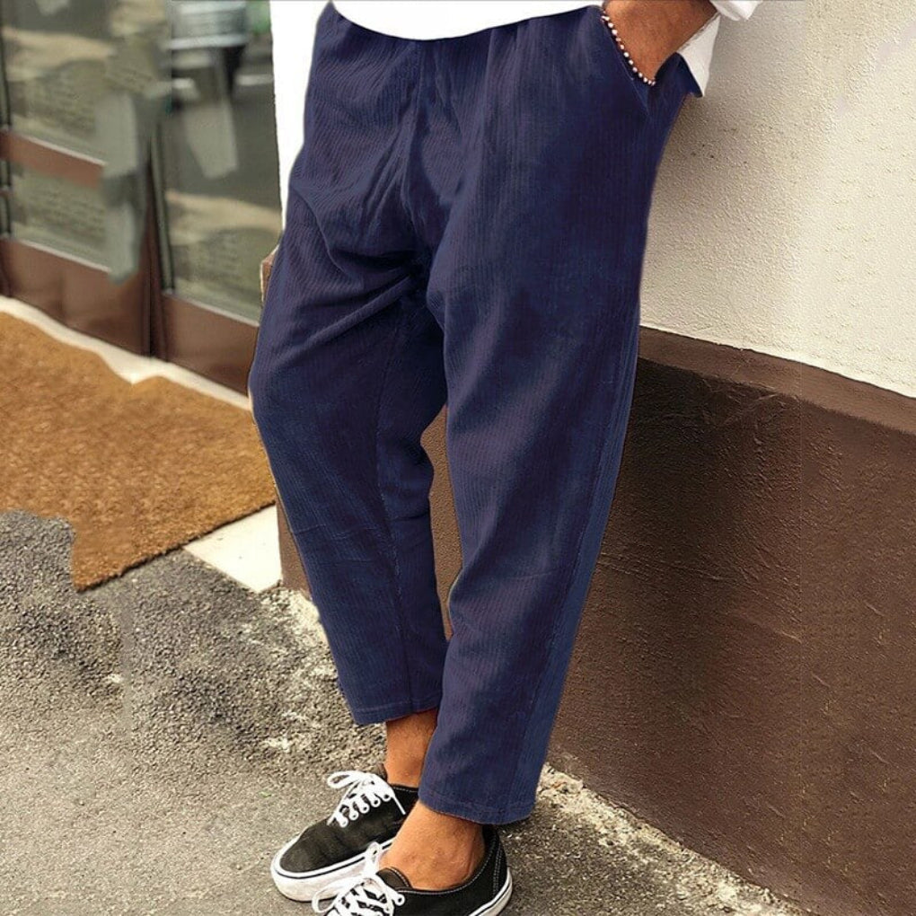 Men's Corduroy Relaxed Fit Pants, Soft Corduroy Pants with Elastic Waistband