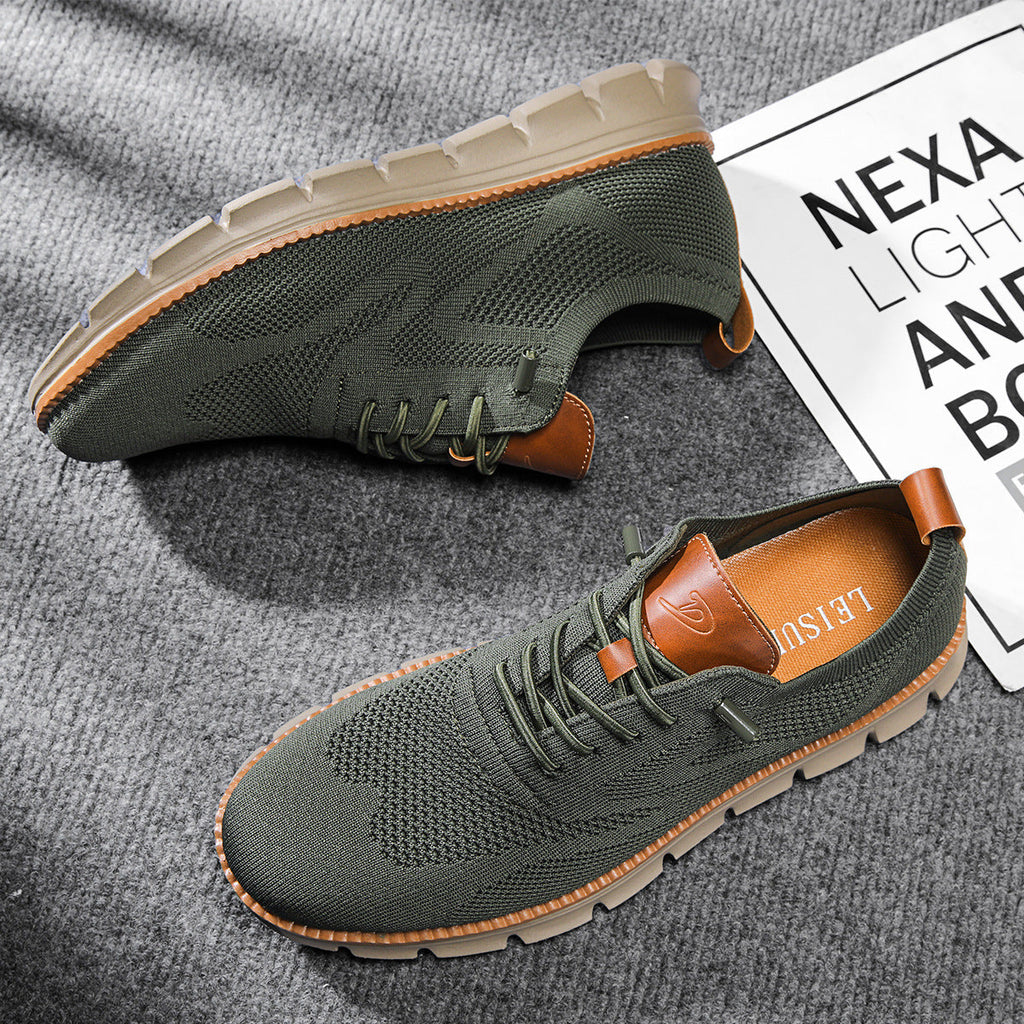 Men's Knit Sneakers with Flex Grip Sole, Lightweight Casual Trainers