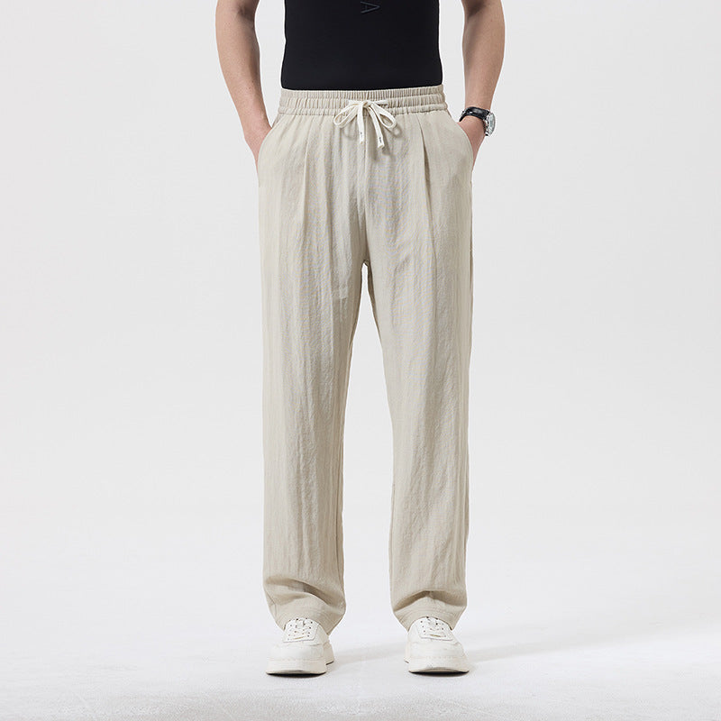 Men's Relaxed Summer Pants with Drawstring Waist, Lightweight Casual Trousers