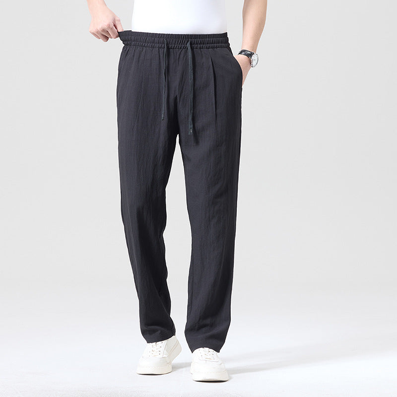 Men's Relaxed Summer Pants with Drawstring Waist, Lightweight Casual Trousers