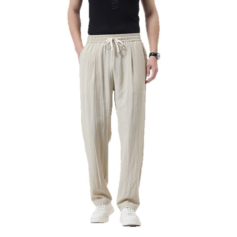 Men's Relaxed Summer Pants with Drawstring Waist, Lightweight Casual Trousers