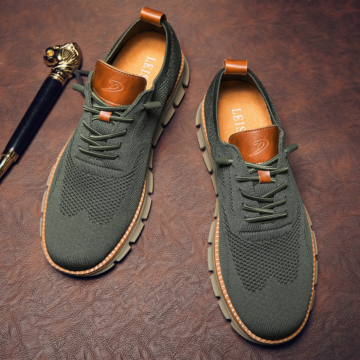 Men's Knit Sneakers with Flex Grip Sole, Lightweight Casual Trainers