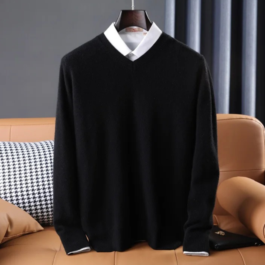Vienna Cashmere Sweater for Men - Ultra-Soft V-Neck Knit in 7 Colors