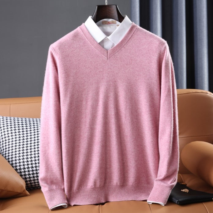 Vienna Cashmere Sweater for Men - Ultra-Soft V-Neck Knit in 7 Colors